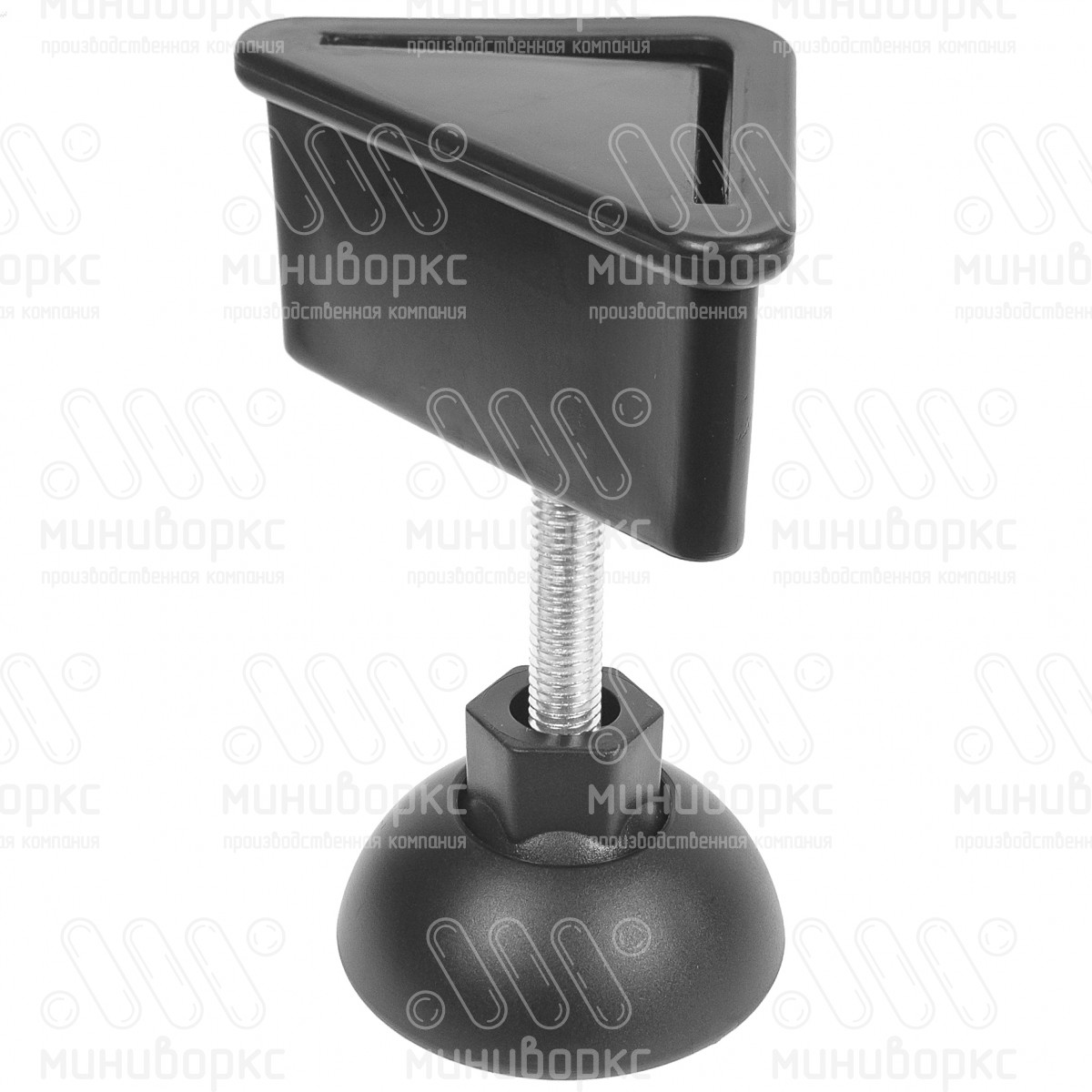 Комплект опоры под уголок 38х38, 40х40 мм и шарнирной опоры с основанием Ø50 мм, под ключ 17, цвет черный – U40-40M8.D50x45 - 1