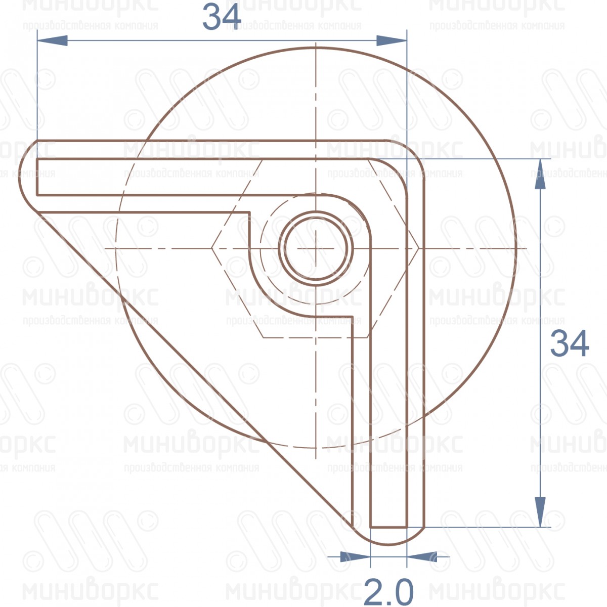 Комплекты опор для уголков и резьбовых опор 34x34 – U34-34M8.D40x20B | картинка 6