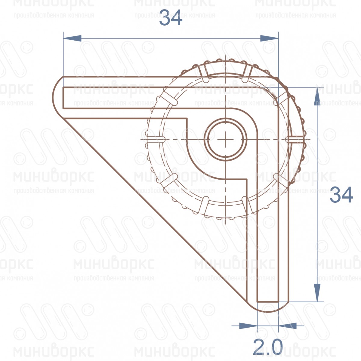 Комплекты опор для уголков и резьбовых опор 34x34 – U34-34M8.D32x65G | картинка 6